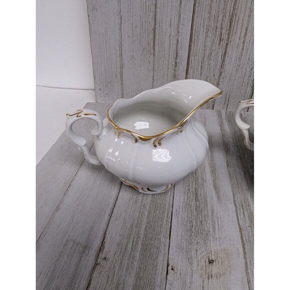 Vintage BOHEMIAN Fine China Creamer & Sugar Bowl With Lid Czechoslovakia BOH53 - Picture 3 of 15